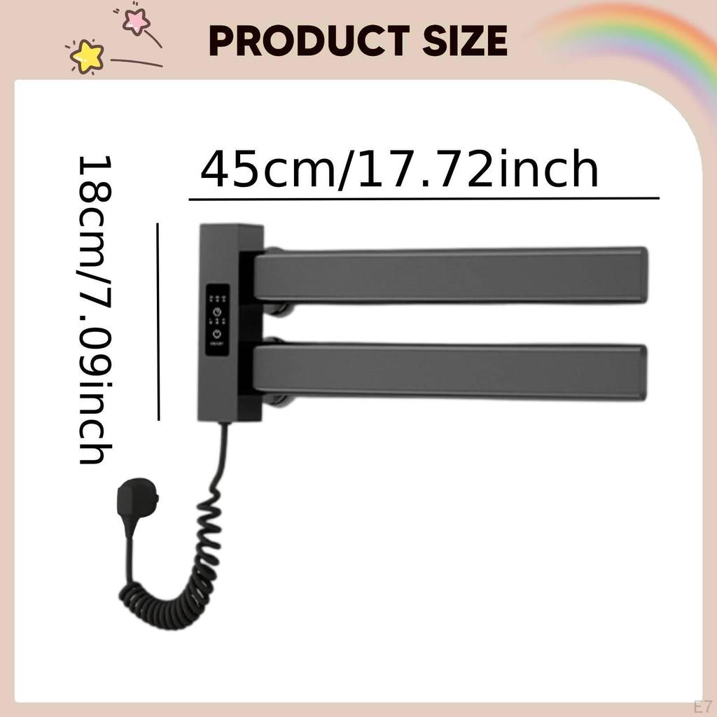 Electric Heated Towel Rack Smart Temperature Control Warming for Shower Black