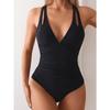 New Backless Wrinkled Strap-up High-waisted Bikini One-piece Swimsuit Swimsuit Women