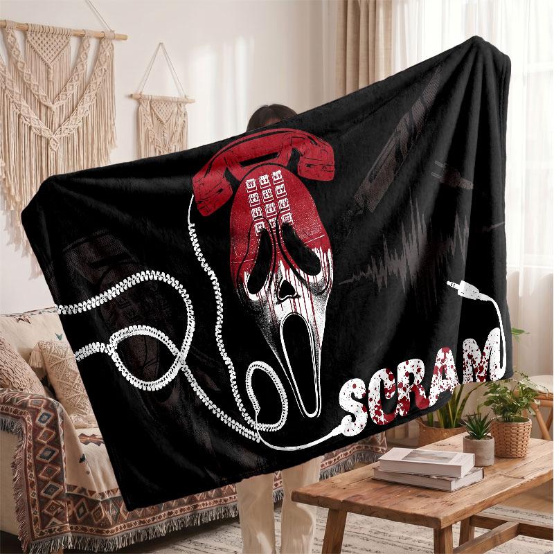 Warm Flannel BlanketScream Ghostface Soft Cozy Throw Blanket for Bedroom Couch