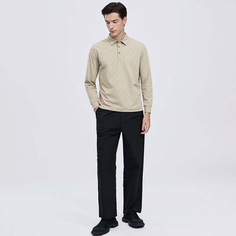 SEPTWOLVES Men's Antibacterial Moisture-Wicking Long-Sleeve Polo Shirt