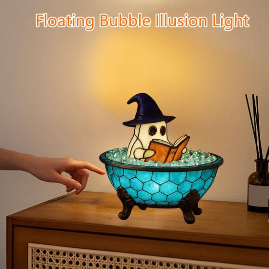 Ghost Bubble Bath Lamp Halloween Ghost Night Light Color-Changing Ghost-Themed Bathtub Accent Lamp for Bathroom Decor