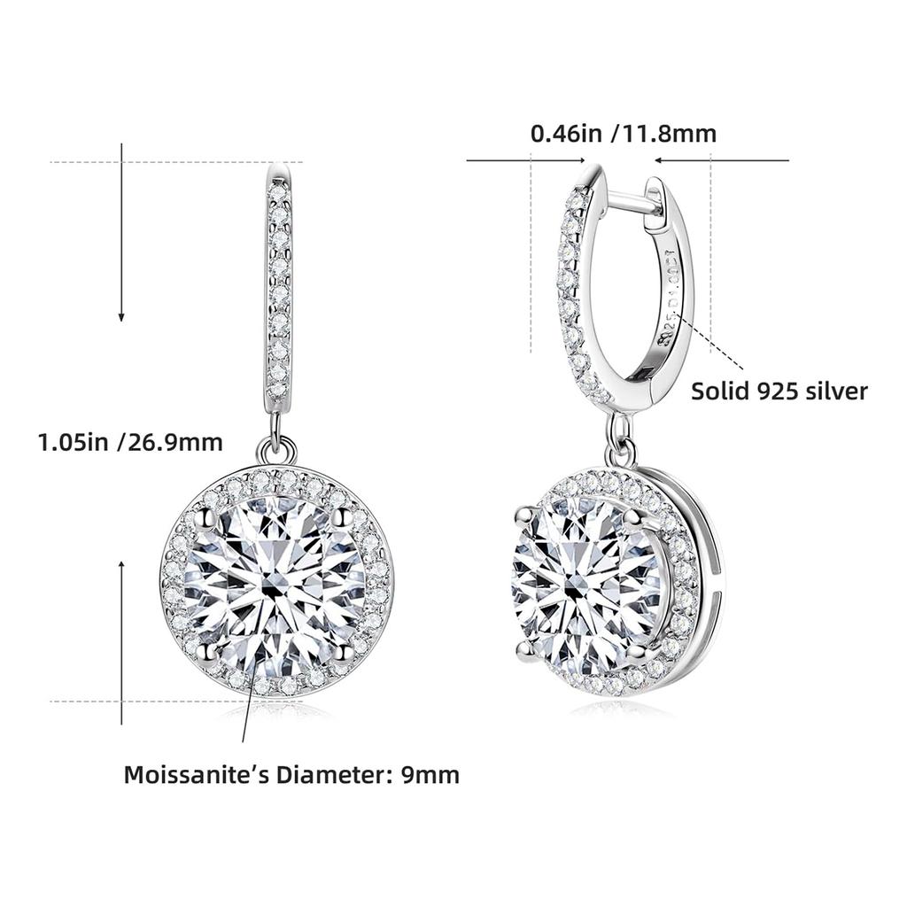 Moissanit Tropfenohrringe für Damen Gesamt 2 Karat Labordiamant Vergoldetes S925 Silber Hochzeits Schmuck mit