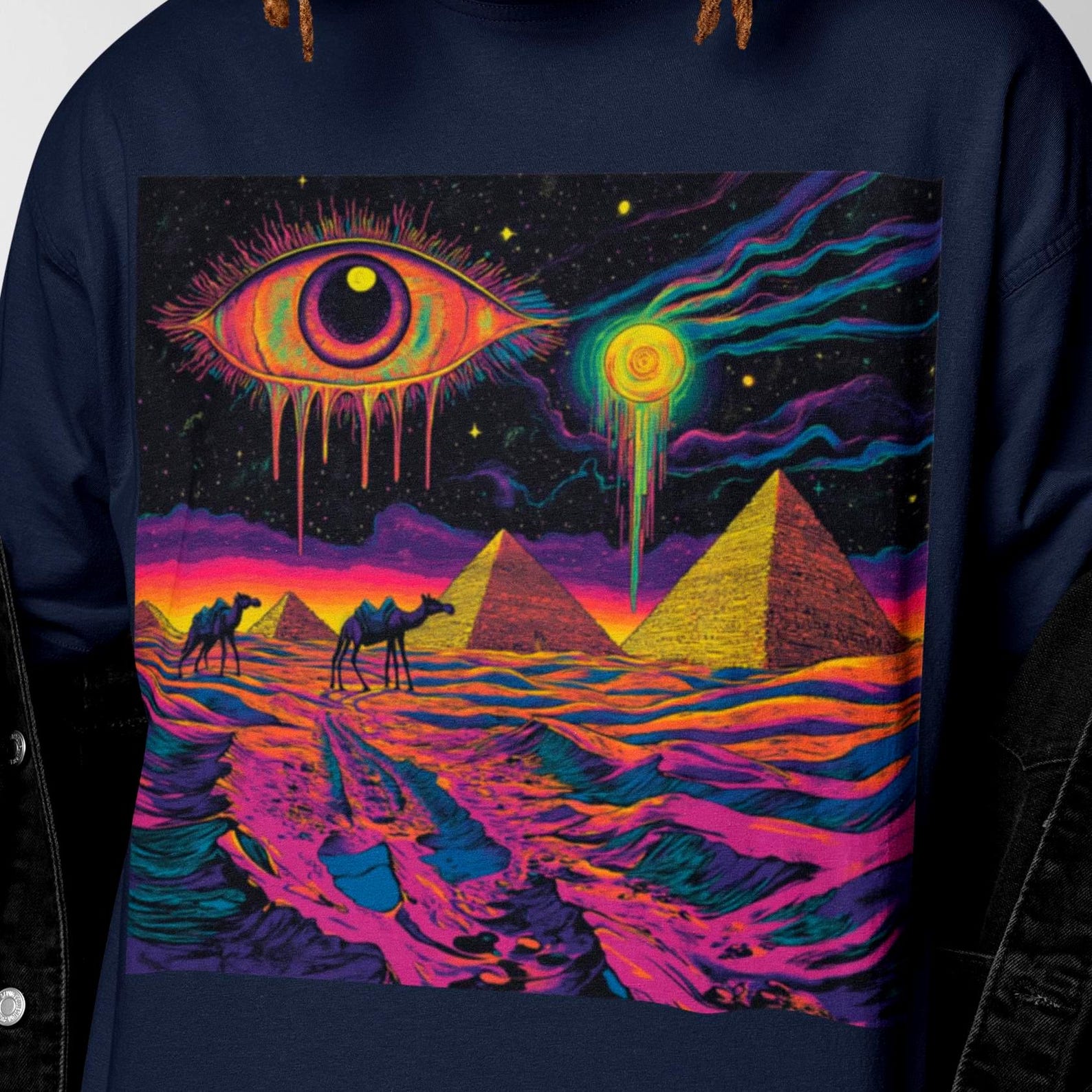 Mystic Pyramid T-Shirt | Eye of the Dunes Surreal Graphic Tee L