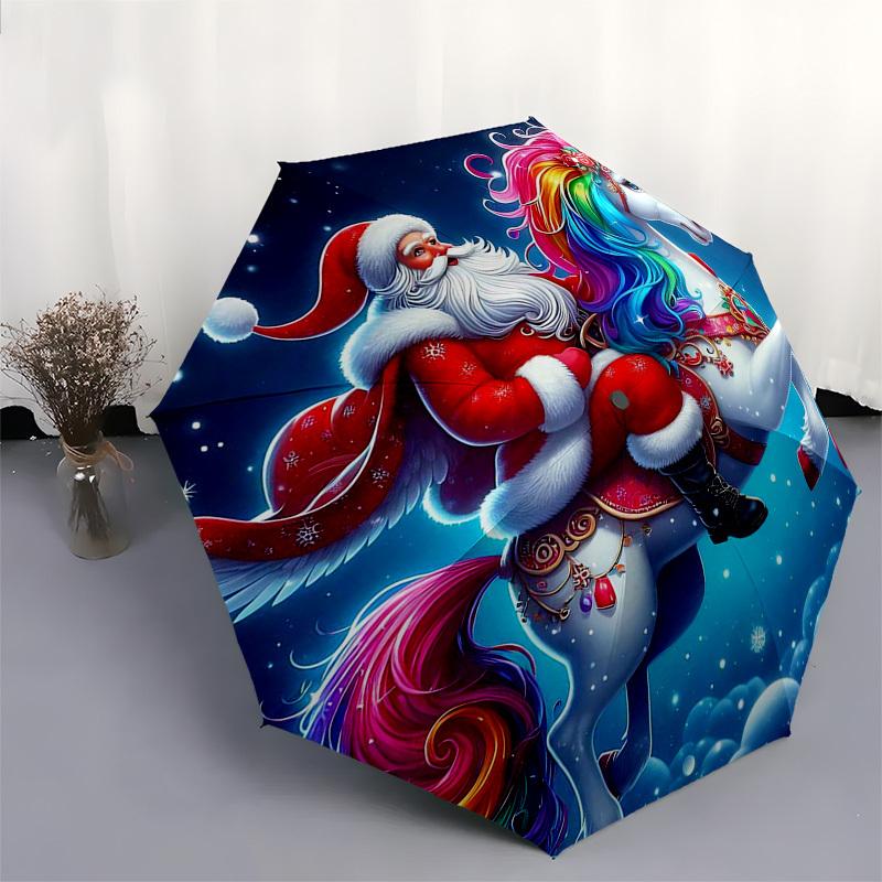 1pc Rainbow Unicorn Automatic Folding Umbrella, Portable 3-Fold Design with 8-Bone Iron Frame, Perfect for Festivals, Travel, Daily Use, and Gift Givi