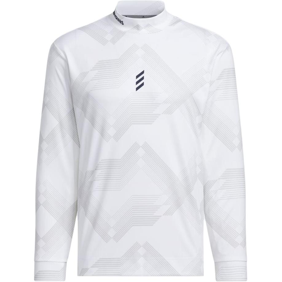 

Adidas CodeChaos Mock Neck Logo Print Comfortable Casual Long Sleeve Shirt Men shirts White JJ0226