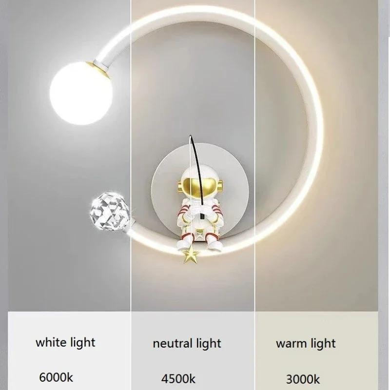 Cartoon-Hintergrund-Wand-LED-Leuchten Moderne minimalistische Astronaut Schlafzimmer Nachttischlampen für Zimmer Kinder Haushaltsgeräte