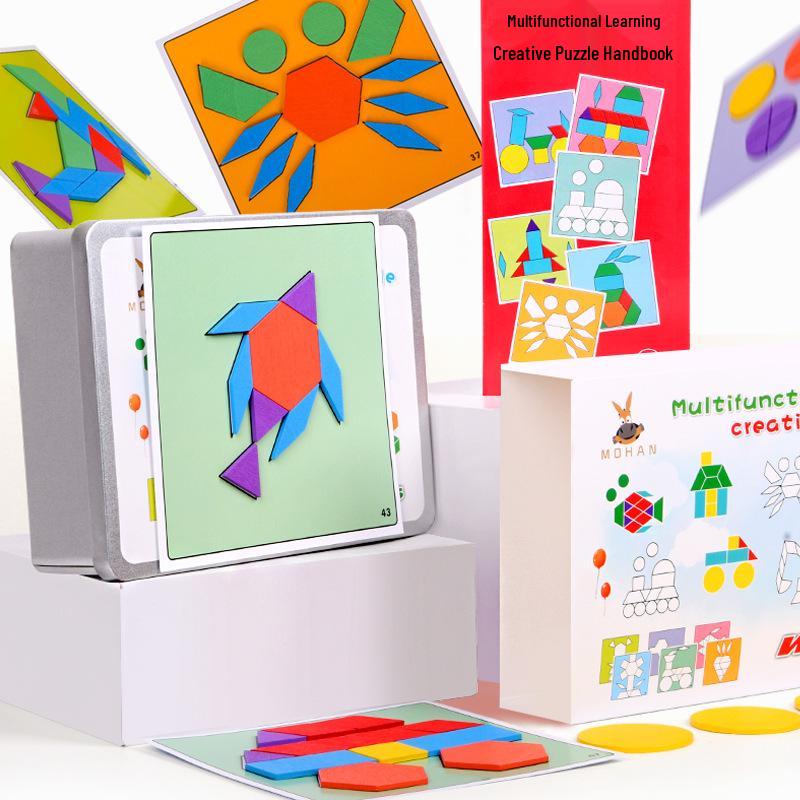 Magnetic 148-Piece Wooden Puzzle Board: Creative Geometric Shapes for Children s Early Education