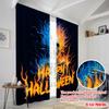 2pcs,2D Plane Printing Creative Curtains Halloween Ghost (14) Versatile Fabric (without Rod) Room Decor Ldeal for Bedroom Living