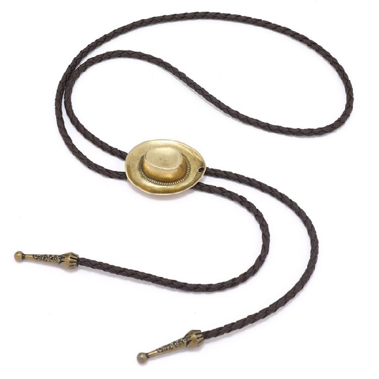 Bolo Tie Braided Rope 3D Cowboy Hat Western Necklace Costume Accessory for Men