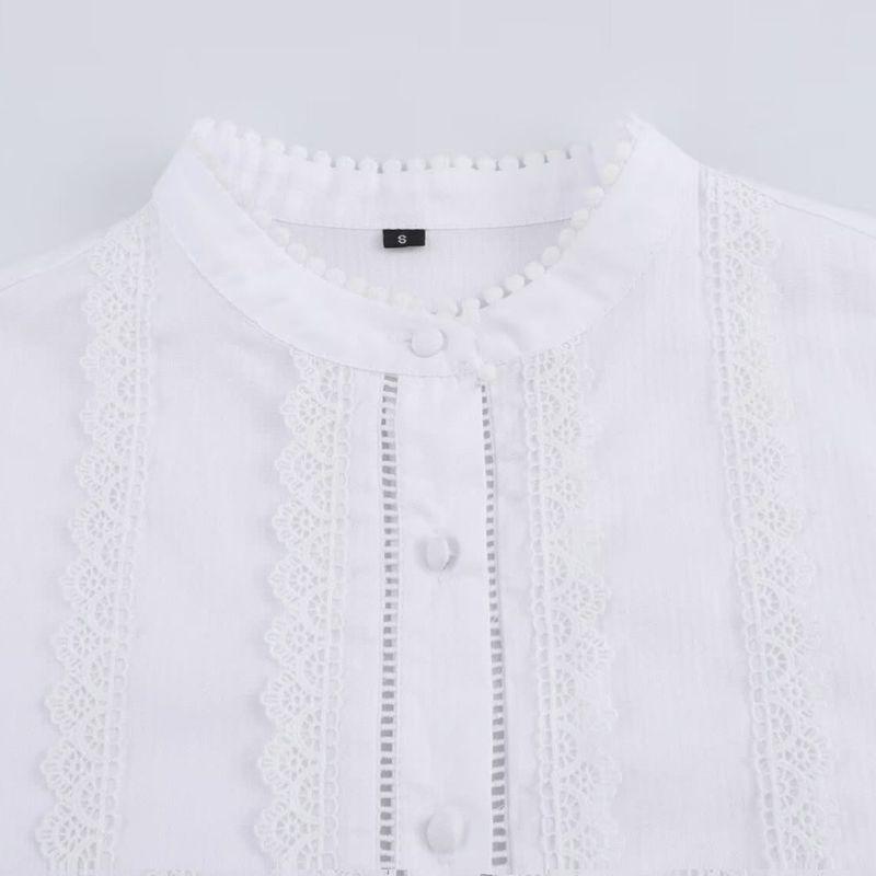 Kaslead New Women Clothes Western Style Fashion Vertical Lace Romantic Style Top 8741032