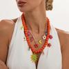 New 2Pcs/Set Bohemia Oil Dripping Flower Pendant Necklace for Women Summer Beach Resin Beads Necklace Y2K Jewelry Gifts New