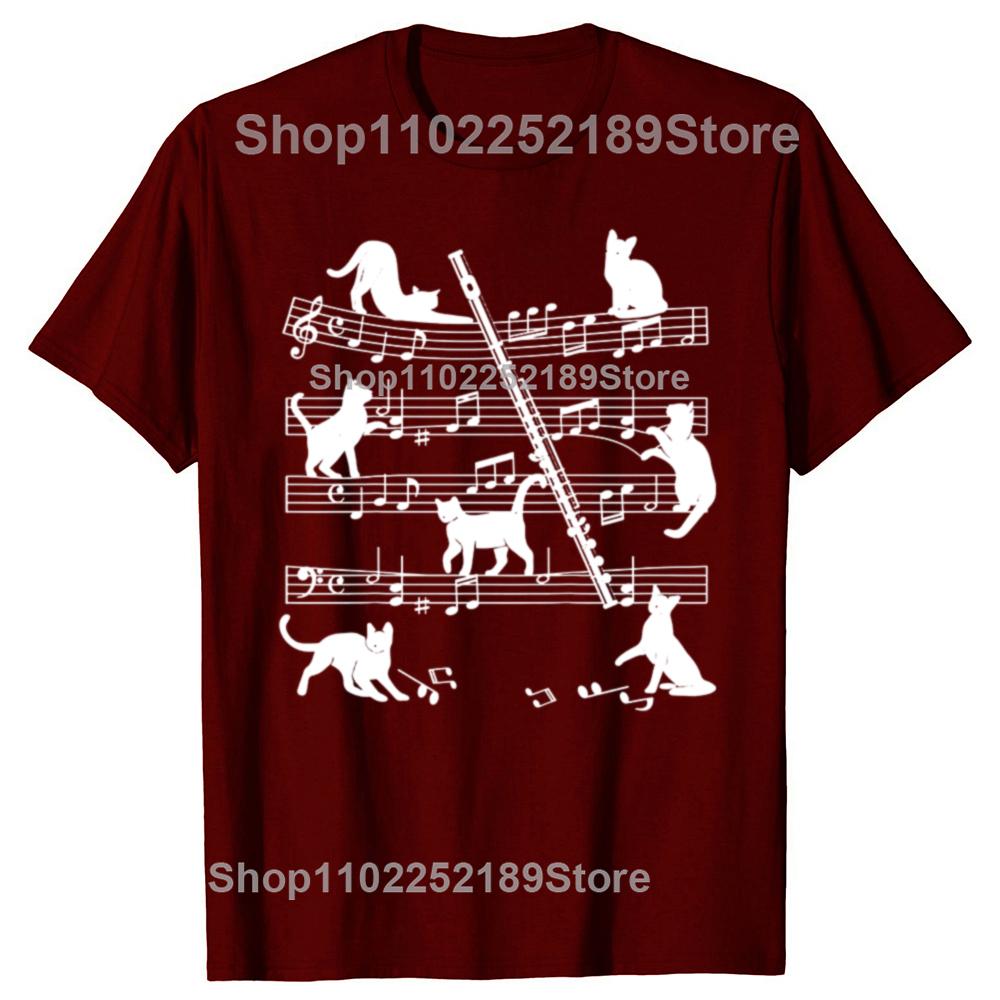 Flautist Flutist Cats Flute Player T Shirts Graphic Cotton Streetwear Short Sleeve Birthday Gifts Summer T-shirt Mens Clothing