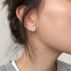 925 Silver Needle Australian White Curved Pearl Stud Earrings Gentle French Light Luxury Curved Niche Design Daily