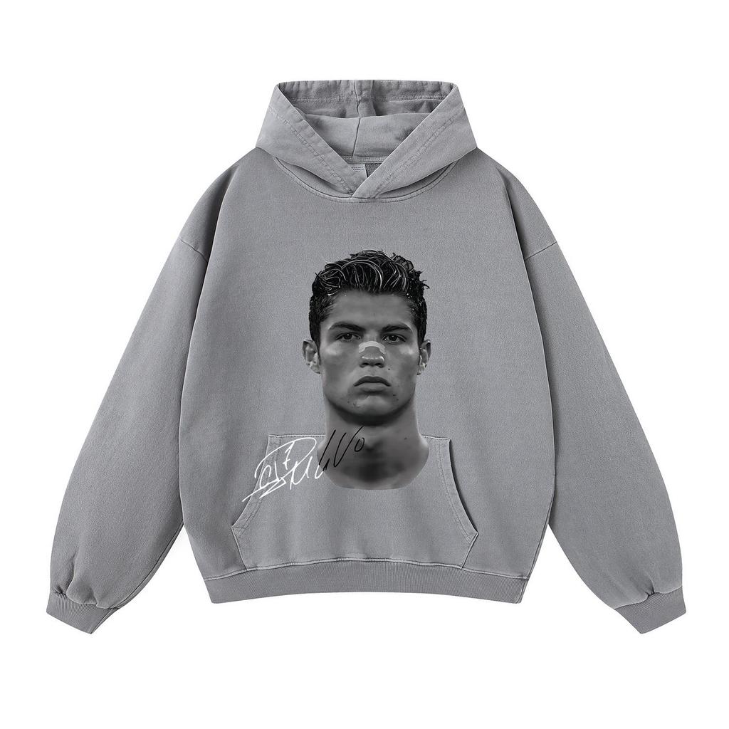 Autumn/Winter 420G Street Football Print Heavyweight Pullover Hoodie