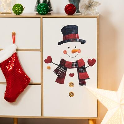 Cartoon Patchwork Christmas Snowman Entrance Restaurant Beautification and Decoration Wall Stickers