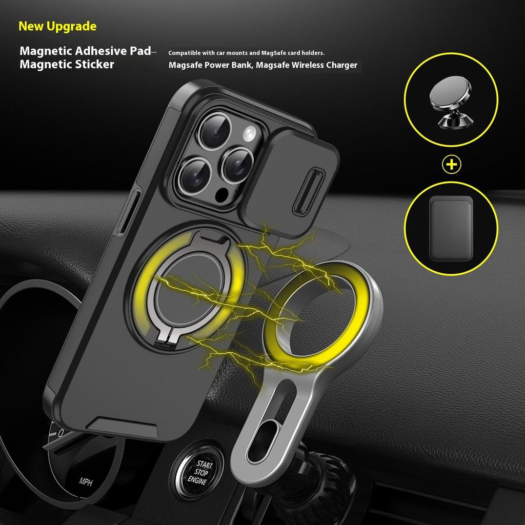 Magnetic Adjustable Kickstand Case for iPhone 17 16 Plus 15 14 13 Pro Max Camera Slide Shockproof Bumper Slim Protective Cover