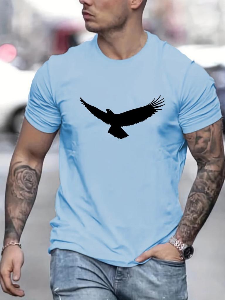 3D Printed Men's T-shirt Summer Loose Size Eagle Printed Round Neck Short Sleeve T-shirt Breathable Casual Fashion T-Shirt Top