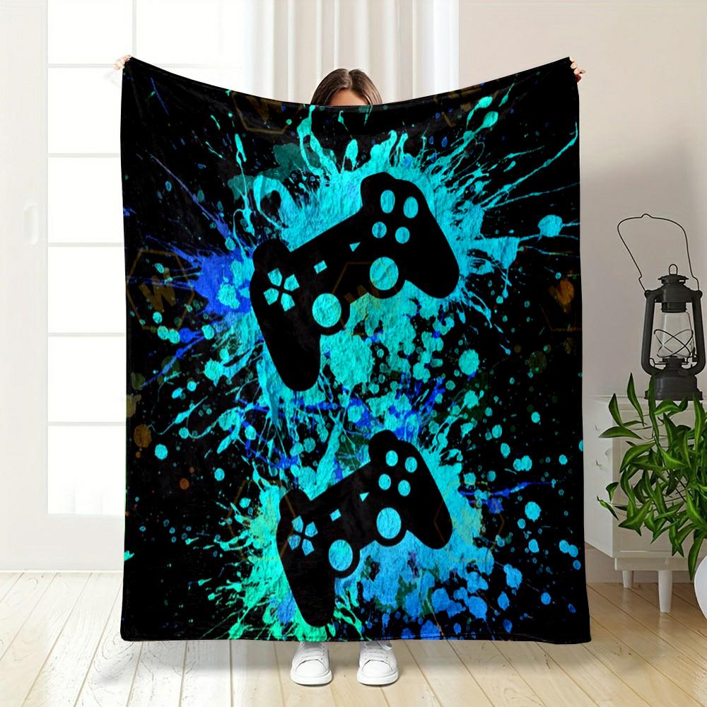 Colorful Game Controller Pattern Patterned Flannel Blanket Perfect for the Bedroom Living Room, Sofa, or a Little Nap