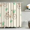 Creative Floral Bicycle Shower Curtain Home Decor For Bathroom Various Sizes Available (White)
