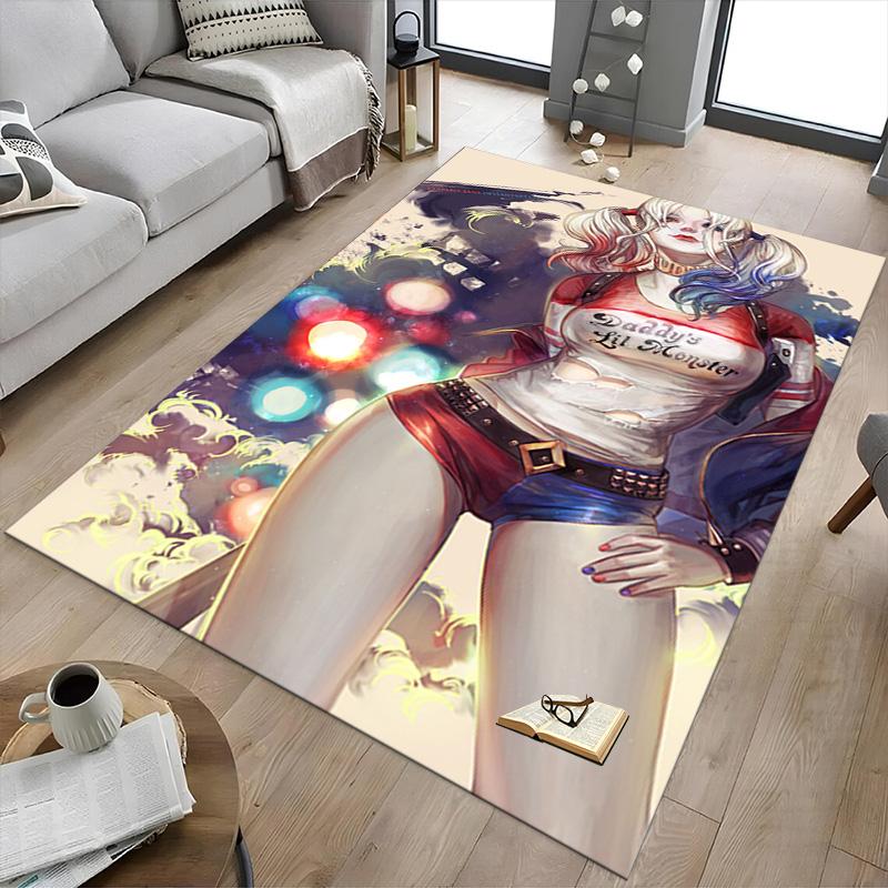 1pc Harley Quinns Wild Ride Carpet for Playroom Bedroom Living Room Sofa Home Decor,kids Game Area Rug Non-slip Floor Mat Y826170