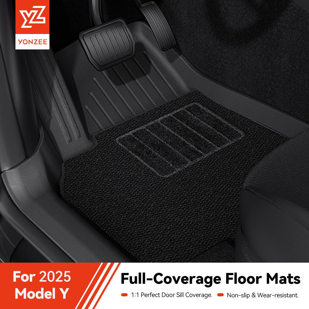 YZ For Tesla Model Y Juniper 2025 TPE Floor Mats with Door Sill Protector Trunk Mat Protector Pad Injection Seat Back Cushion