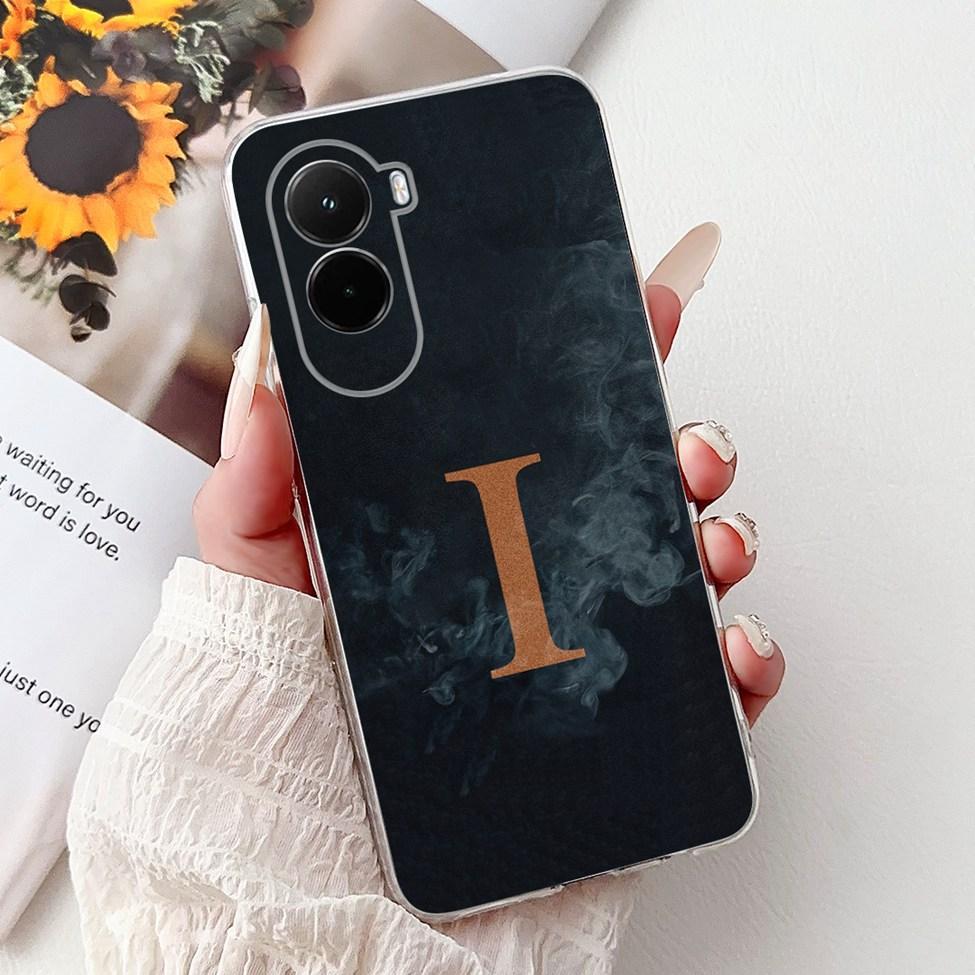 For Xiaomi Poco M7 4G Case Cover Transparent Aesthetic A-Z Letters Fashion Flowers Crown Soft Bumper Casing
