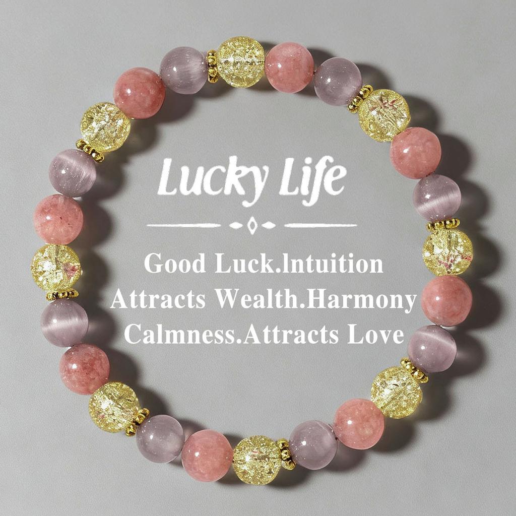 Festive Gifts Strawberry Quartz Lavender Stone Crackle Crystal Beaded Bracelet Sweet Fashion Jewelry For Women Daily Wear Gift
