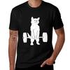 Cat Weightlifting and Gym T-Shirt Animal Prinfor Boys Anime T Shirts Black T Shirts for Men