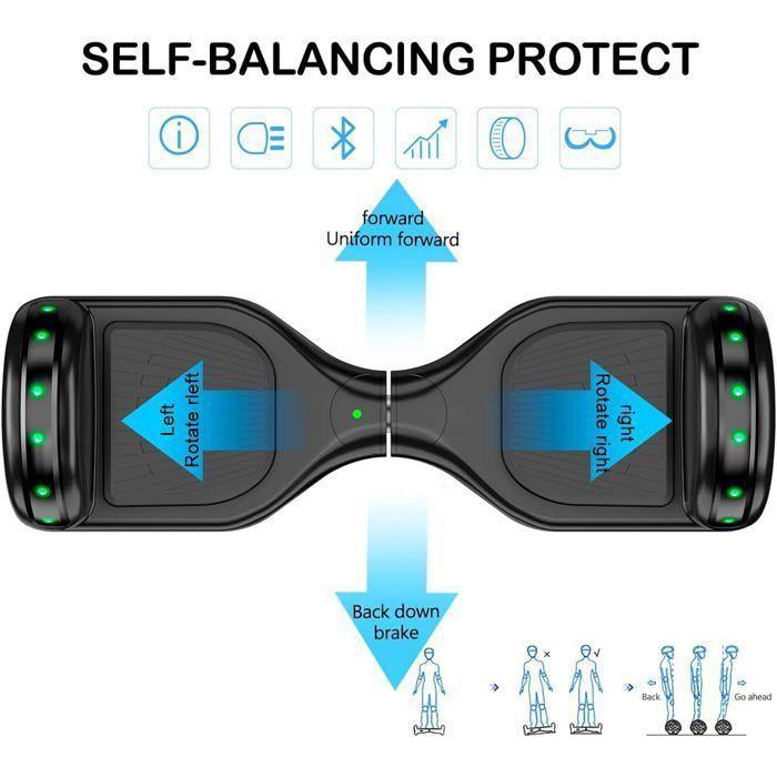 Hoverboard, monopattino elettrico autobilanciato da 6,5 pollici con Bluetooth, ruote e luci LED per bambini e adulti