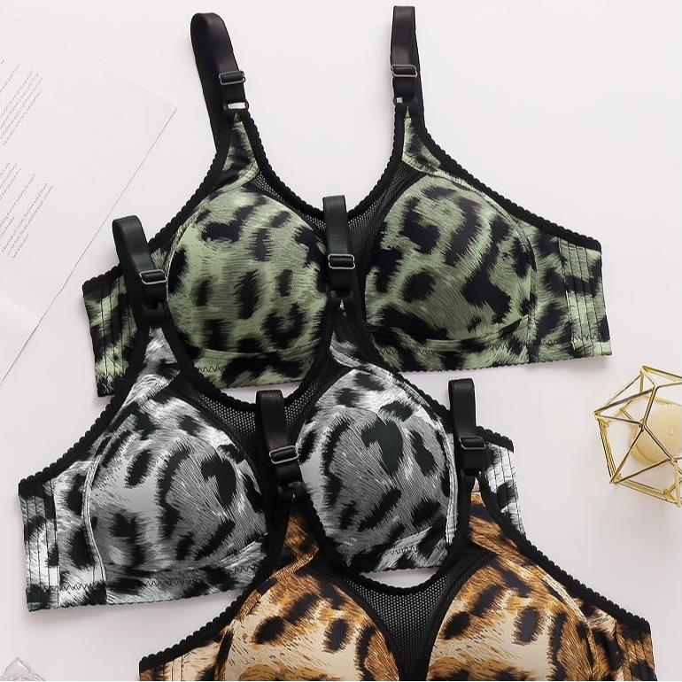 Sexy BH für Frauen Anti-Hänge Leopardendruck Anti-Blendung Übergröße Gesammelter BH Anti-Hänge Ohne Bügel Dünner BH