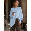 Autumn and winter crew neck pullover knitted sweater women's loose lazy style solid color women's sweater