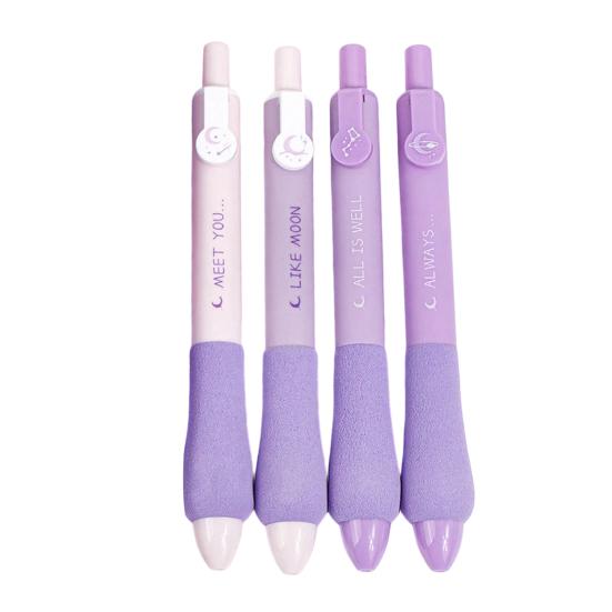 

4Pcs/Set Cartoon Retractable Gel Pen Quick Drying Black Ink 0.5mm Fine Point Pen Sponge Grip Smooth Writing Pen Students School Office Supplies B