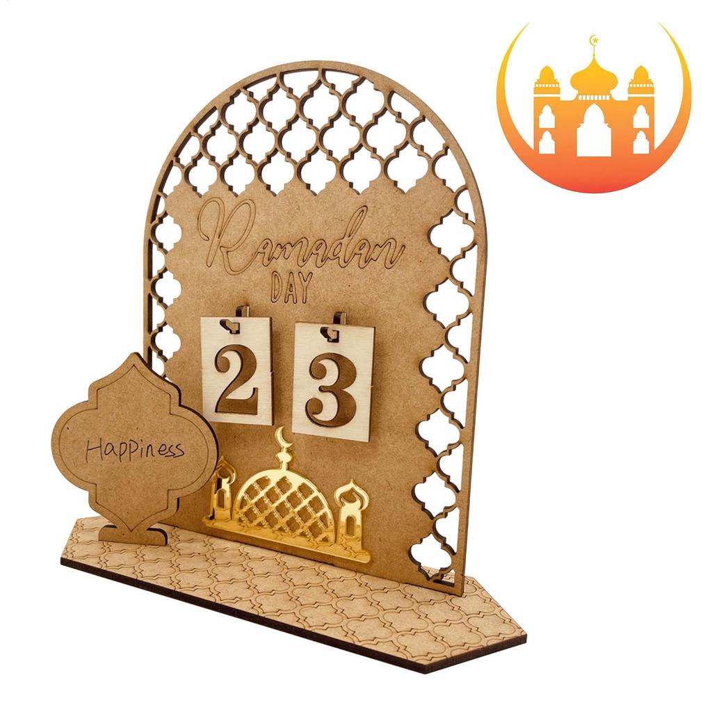 20X15X1CM Ramadan Advent Calendar Wooden Ramadan Countdown Calendar For Home Islamic Muslim Party Decor DIY Eid Mubarak Ornament