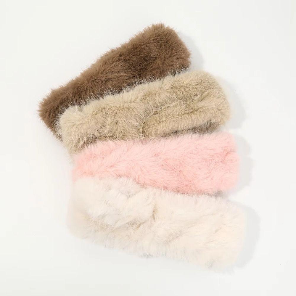 Coldproof Lady Warm Empty Hat Soft Fluffy Elastic Hair Bands Plush Faux Fur Headband  Cold Weather