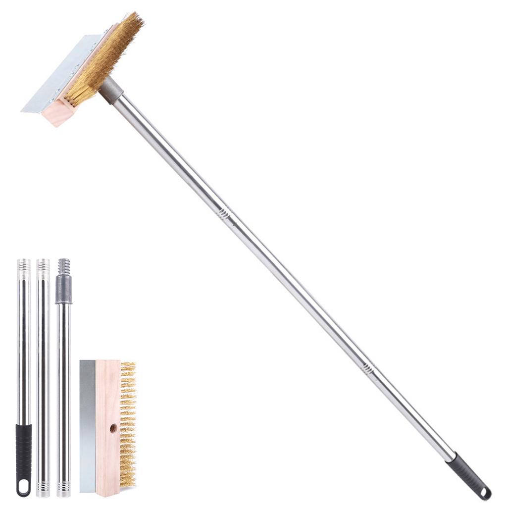 Pizza Oven Cleaning Brush Grill Cleaning Tool with Scraper for Home Kitchen and Commercial Use Long Handle Design