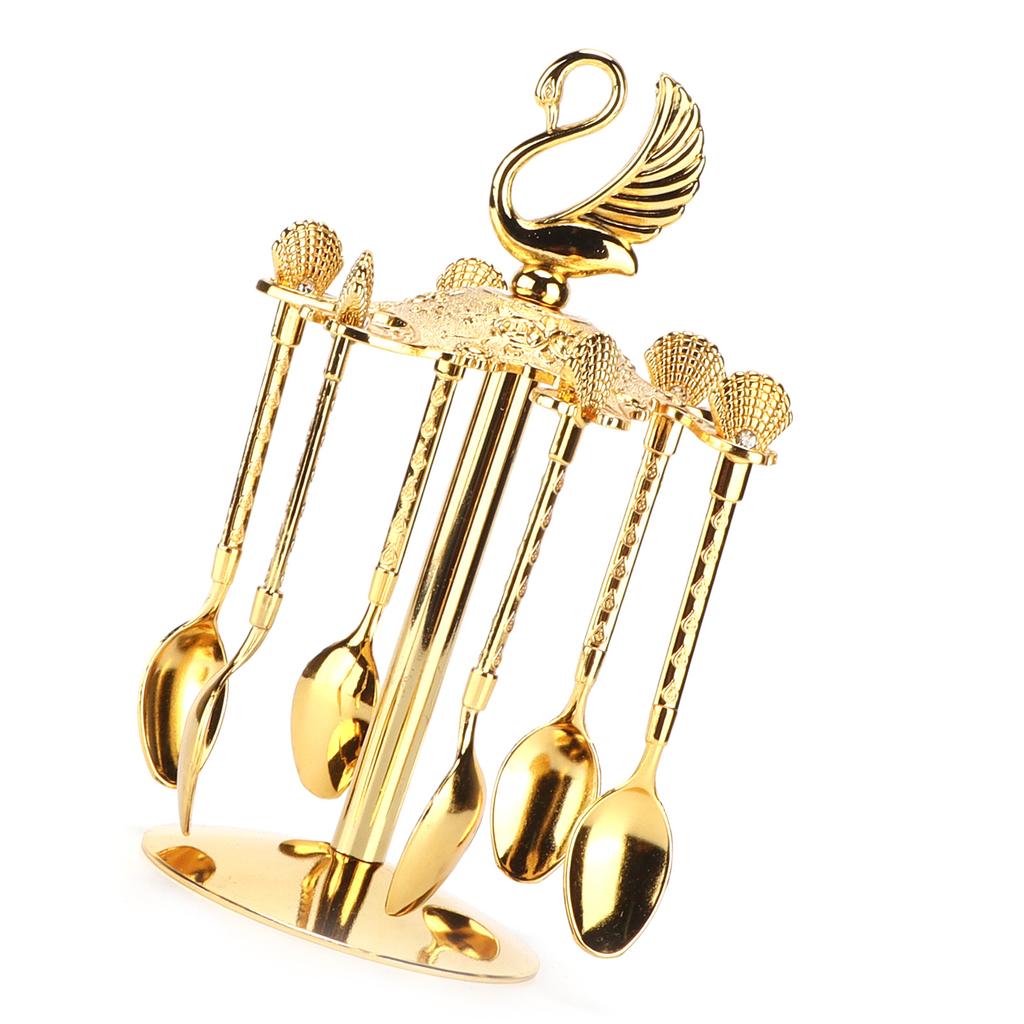 6 szt. Łyżeczka do kawy Kreatywna Złota Europejska Metalowa Łyżeczka do Deseru do Mieszania, Fotografowania, na Przyjęcie, do Lodów, Kawy