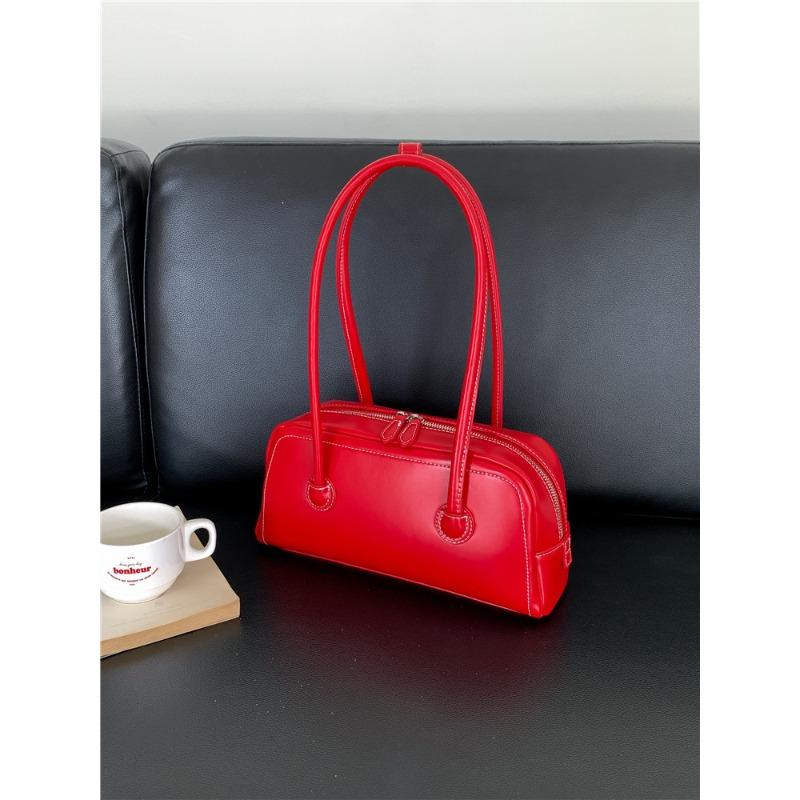 

Versatile bag niche high-end silver underarm bag fashionable and simple portable shoulder bag printed logo красный