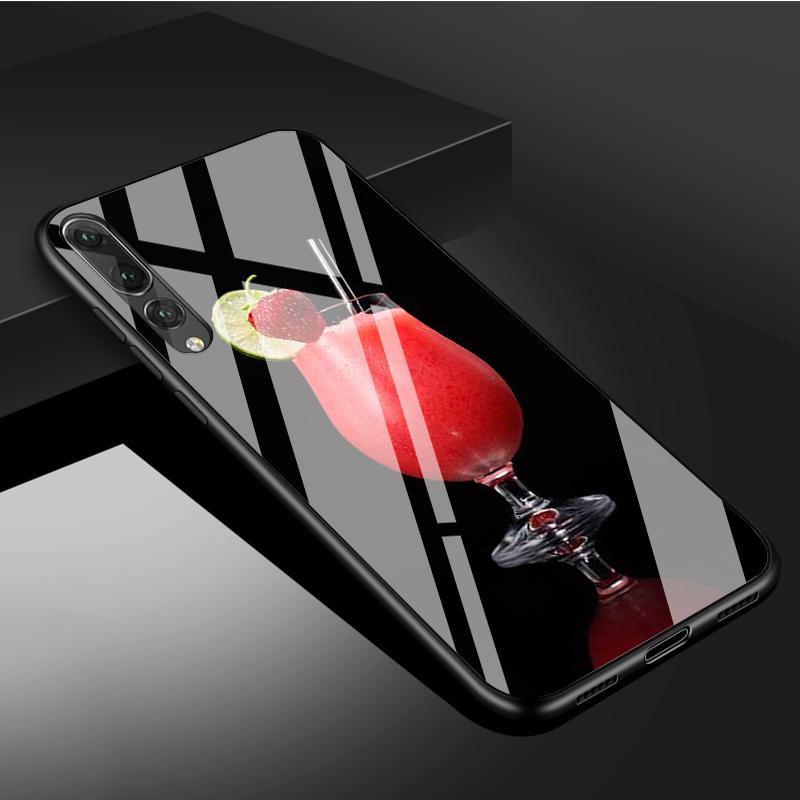 Drinks Tempered Glass Phone Case For Huawei P20 P30 P40 P40 Lite Pro Psmart Mate 20 30 Cover Shell