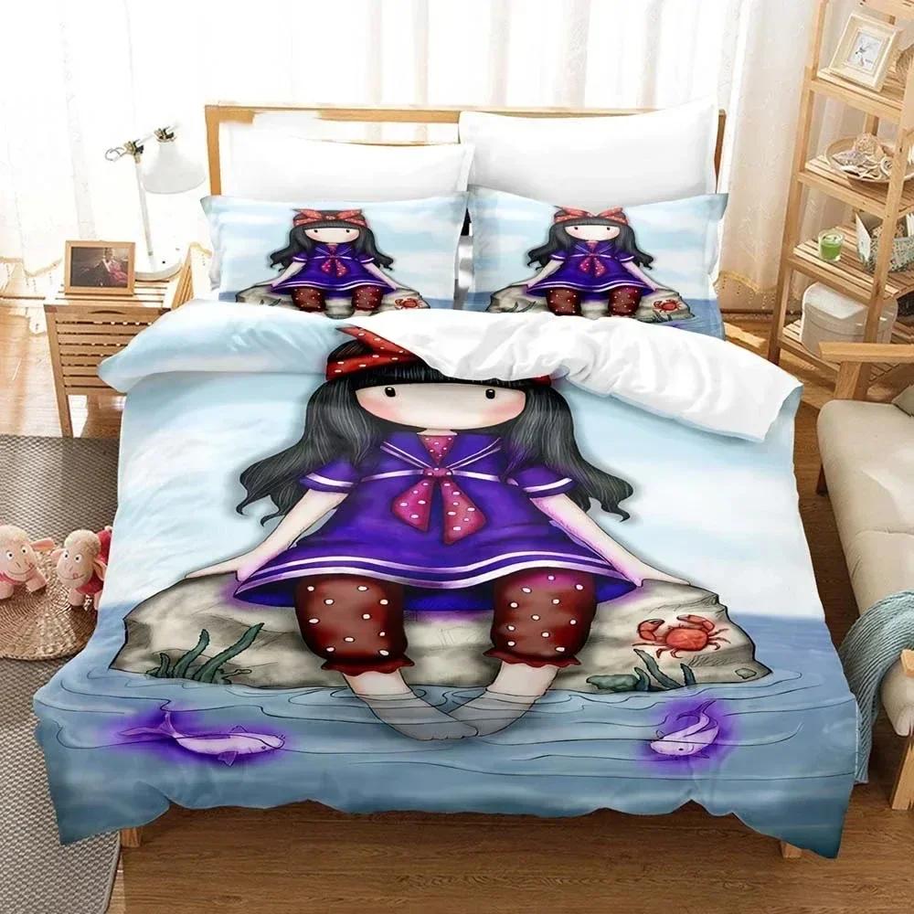 

3D Kawaii Gorjuss Santoro Gorjuss Bedding Set Duvet Cover Sheet Printed Pillowcase Bed Full Queen King Size Comforter Bedroom 135x200cm