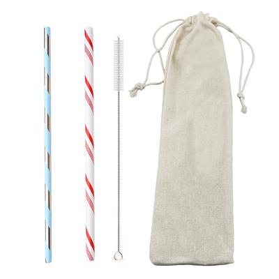 New Colorful Reusable Metal Straws Set with Cleaner Brush 304 Stainless Steel Drinking Straw Milk Drinkware Bar Party Drink Accessory Pouch