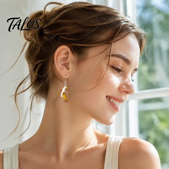 Creative Birthday Gift for Friends 1 Pair Funny Duck Earrings, Novelty Garlic/Banana Dangle Drop Earrings Fashionable Quirky Accessories Women,