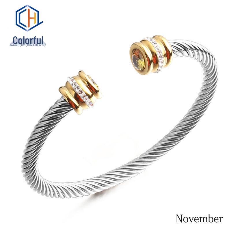 European & American 18K Gold-Plated Stainless Steel Bracelet with Zirconia
