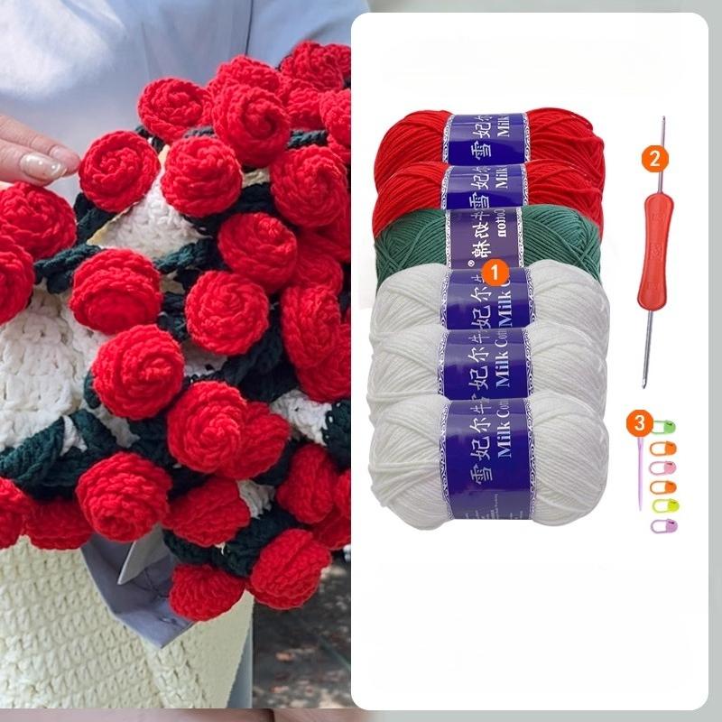 Креативный набор для вязания своими руками Букет Пряжа для пледа Крючок Плетение Колокольчик Роза Плед в Букет Подарок