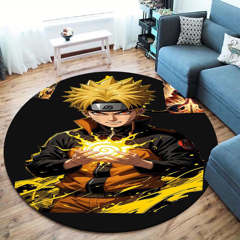 Naruto Power Up Round Area Rug Carpet Rug For Living Room Bedroom Sofa Playroom Decor Nonslip Floor Mat