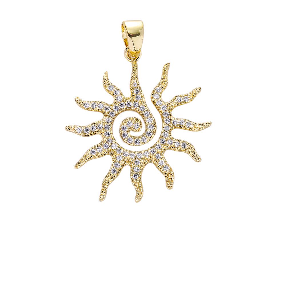 Trendy Sun Pendant Copper Gold-Plated Drip Oil DIY Jewelry: Necklace, Bracelet, Earring Accessories for Women