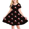 Sanrio New Summer Girls Dress Fashion Cartoon Cute Cinnamoroll &Hello Kitty 3D Printing Dress Kid Short Sleeve Princess Clothing