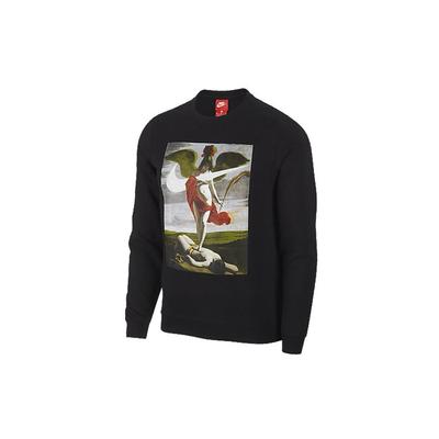 Vintage Muster Rundhals-Sweatshirt Herren Tops Schwarz AQ7140-010