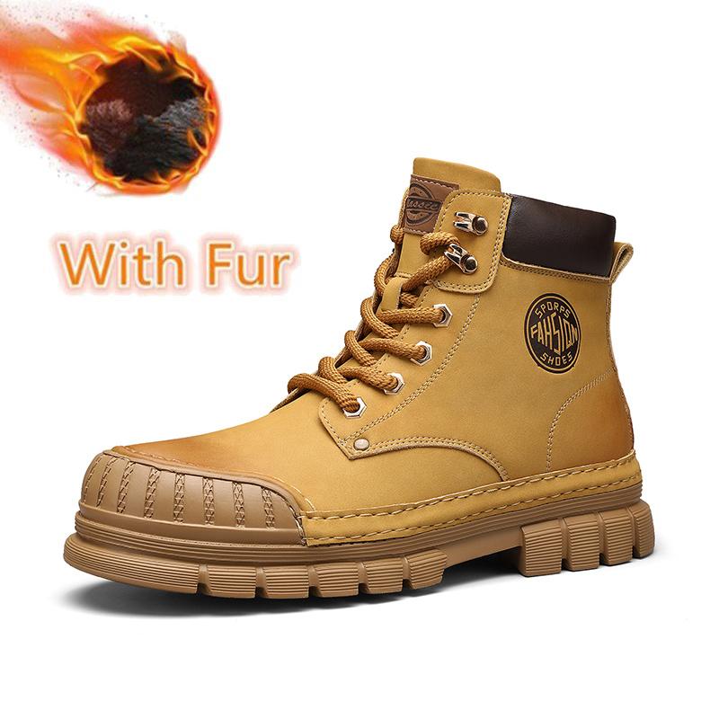 

Модные мужские высокие мотоциклетные ботинки в британском стиле, натуральная кожа, высокие короткие ботинки, теплая плюшевая меховая зимняя обувь, прогулочная обувь 45