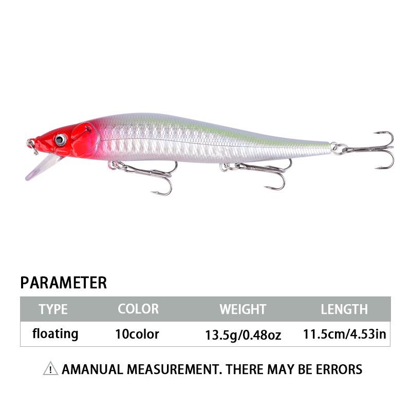 11.5cm Floating Minnow Hard Bait - 13.5g Imitation Lure for Freshwater and Sea Fishing