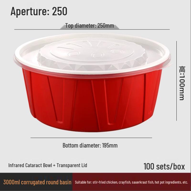 Disposable Thickened Round Food Containers (3000ml)